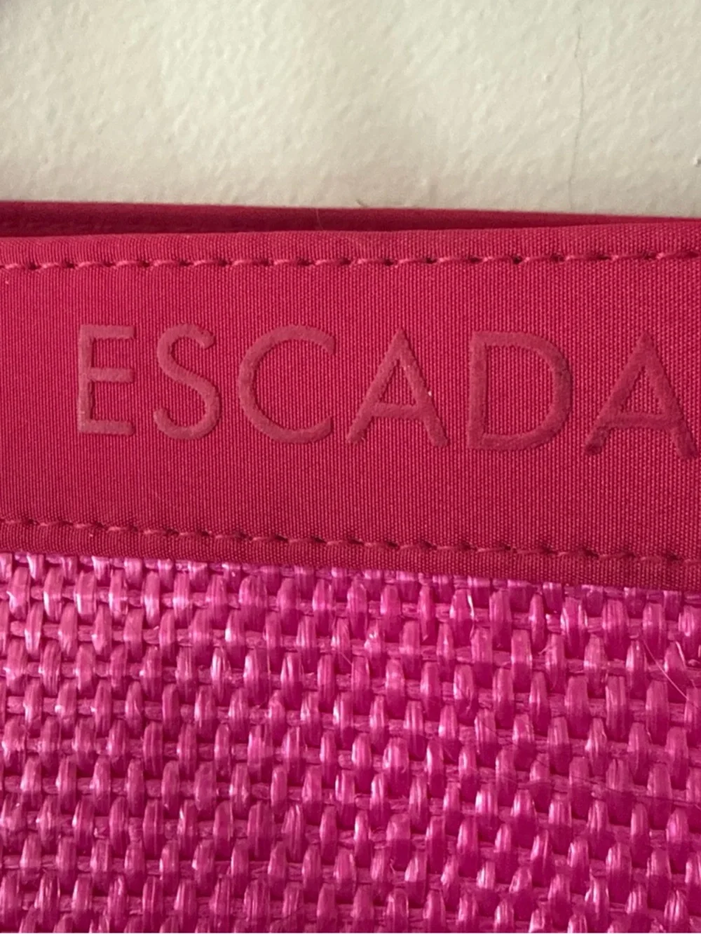 Escada Bright Pink Woven Tote with Rope Drawstrings